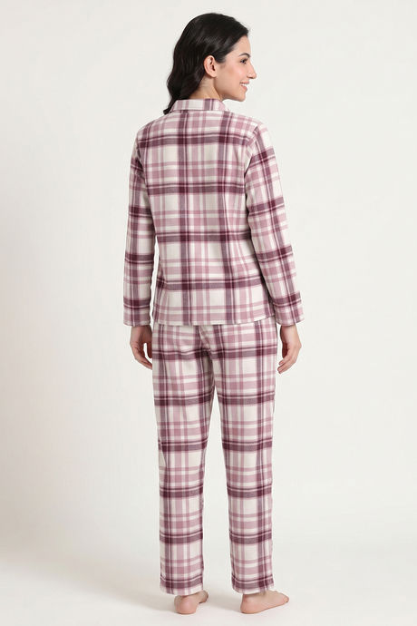 Zivame Flannel Woven Pyjama Set - Cloud Dancer — image 3
